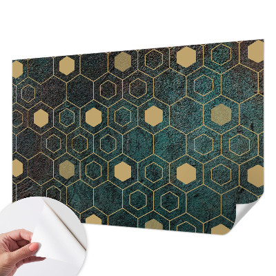 Papel de parede autocolante com padrão de hexágonos geométricos