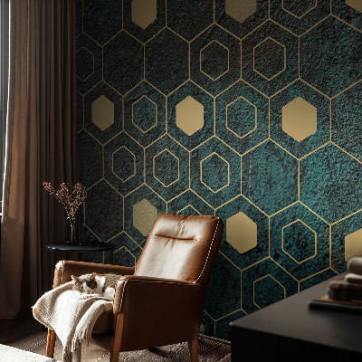 Papel de parede autocolante hexágonos geométricos