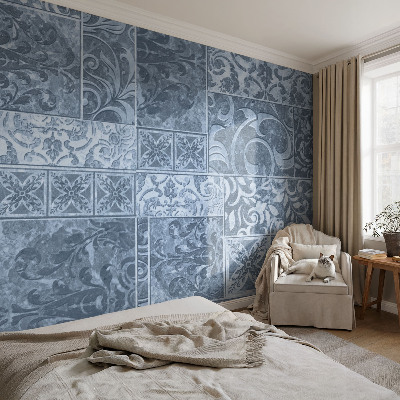 Papel de parede 3D com ornamentos de plantas