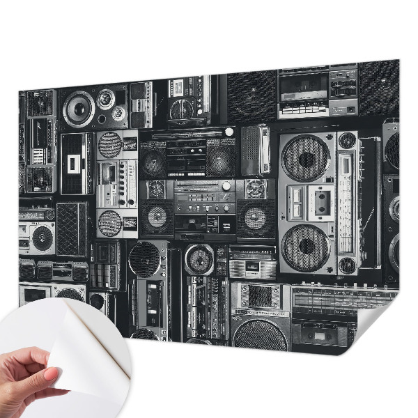 Papel de parede infantil com estampa de rádio retrô