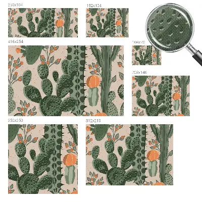 Autocolante de parede fotográfico com cactos verdes
