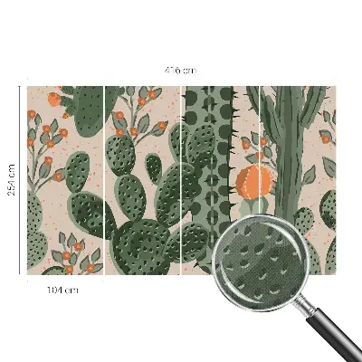 Autocolante de parede fotográfico com cactos verdes