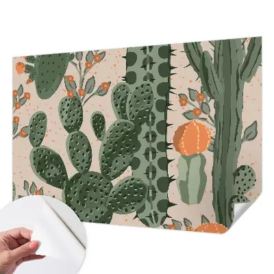 Autocolante de parede fotográfico com cactos verdes
