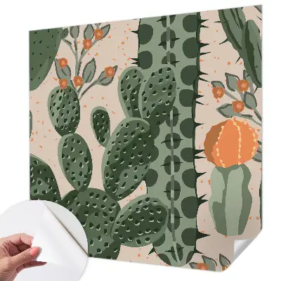 Autocolante de parede fotográfico com cactos verdes