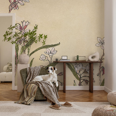 Papel de parede autocolante para sala Elegância floral