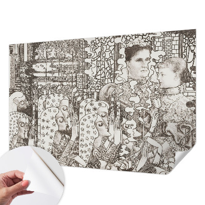 Papel de parede 3D com estampas de retratos florais