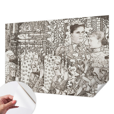 Papel de parede 3D com estampas de retratos florais