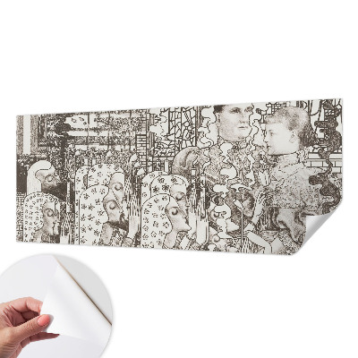Papel de parede 3D com estampas de retratos florais