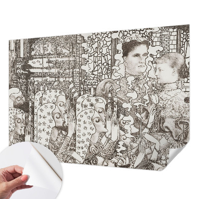 Papel de parede 3D com estampas de retratos florais