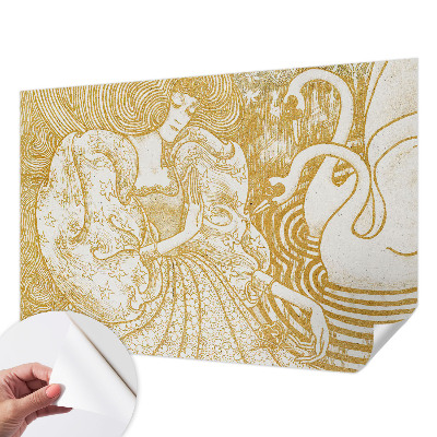 Papel de parede autocolante para sala com padrão de elegância feminina