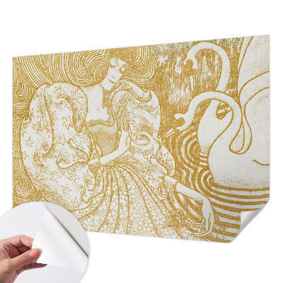 Papel de parede autocolante para sala com padrão de elegância feminina