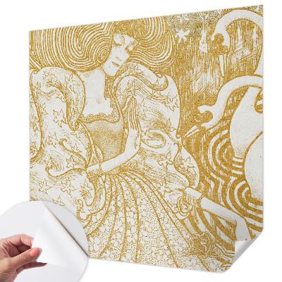 Papel de parede autocolante para sala com padrão de elegância feminina