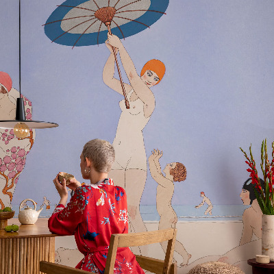 Papel de parede infantil Praia retrô