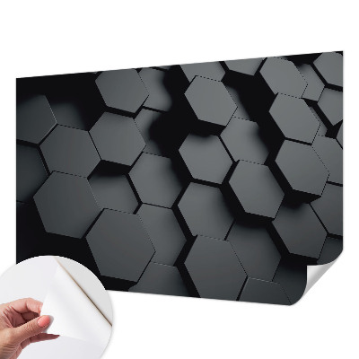Autocolante de parede fotográfico com padrão de hexágonos 3D