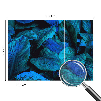 Papel de parede autocolante Folhas azuis