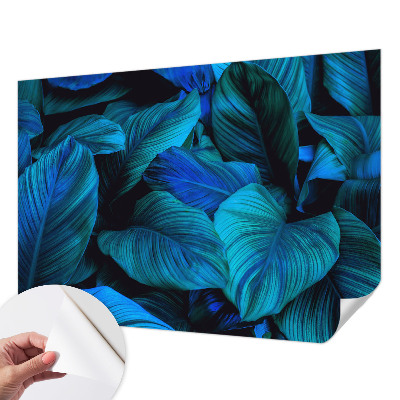 Papel de parede autocolante Folhas azuis