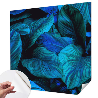 Papel de parede autocolante Folhas azuis