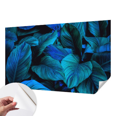 Papel de parede autocolante Folhas azuis