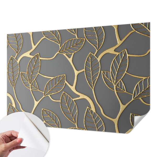Papel de parede autocolante para quarto com folhas elegantes