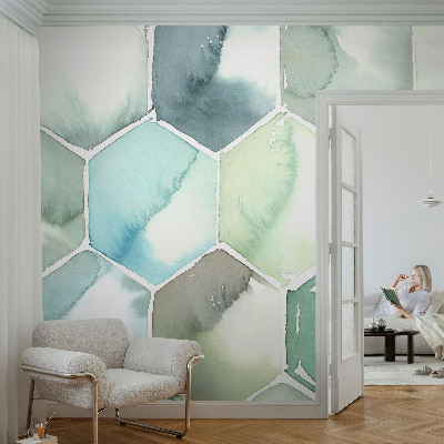 Papel de parede infantil Hexágonos em tons pastel