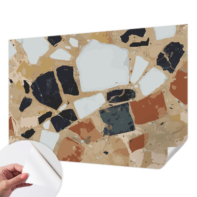 Papel de parede autocolante para sala com estampa de pedras rústicas