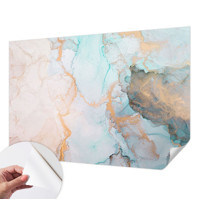 Papel de parede infantil com estampa de ondas em aquarela