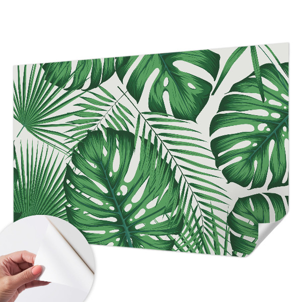 Papel de parede autocolante para sala Folhas tropicais