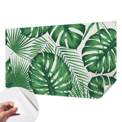 Papel de parede autocolante para sala Folhas tropicais