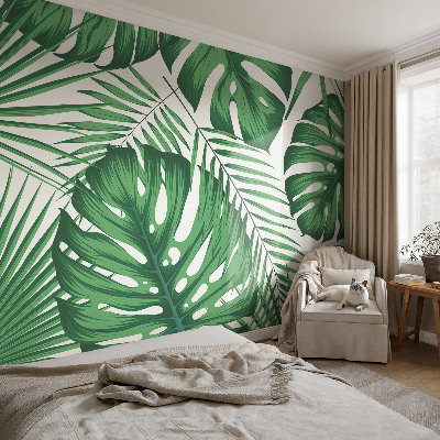 Papel de parede autocolante para sala Folhas tropicais