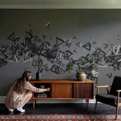 Papel de parede autocolante para quarto com estampa de abstrações geométricas