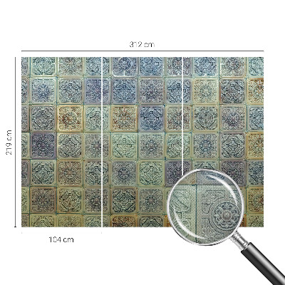 Papel de parede infantil com padrão de azulejos geométricos