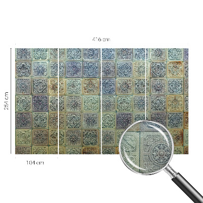 Papel de parede infantil com padrão de azulejos geométricos