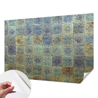 Papel de parede infantil com padrão de azulejos geométricos