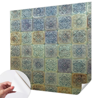 Papel de parede infantil com padrão de azulejos geométricos