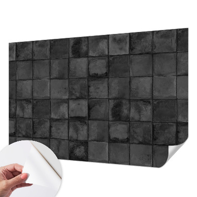 Papel de parede autocolante para sala com padrão de azulejos cinza