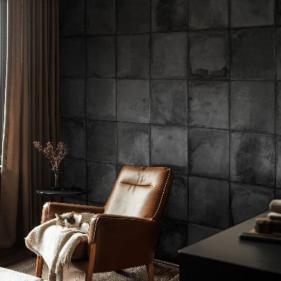 Papel de parede autocolante para sala com padrão de azulejos cinza