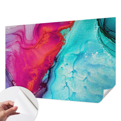 Papel de parede autocolante para quarto com padrão de ondas coloridas