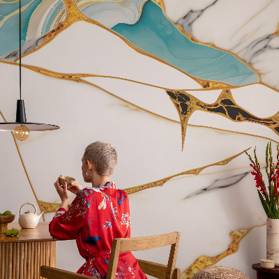 Papel de parede infantil com padrão de mármore elegante