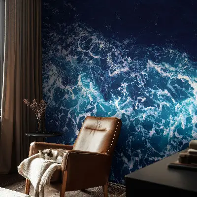 Papel de parede autocolante para quarto com estampa de ondas do mar