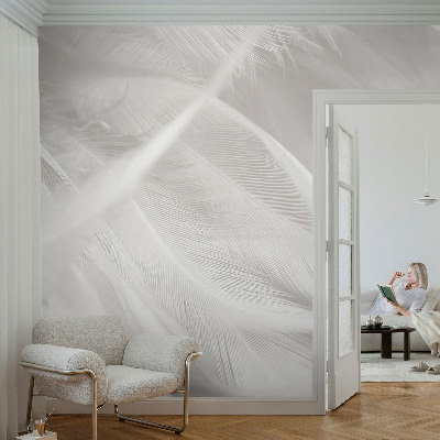 Papel de parede infantil com padrão de penas sutis