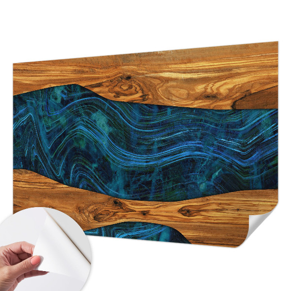Papel de parede 3D Madeira azul