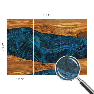 Papel de parede 3D Madeira azul