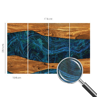 Papel de parede 3D Madeira azul