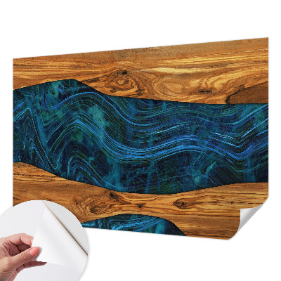 Papel de parede 3D Madeira azul