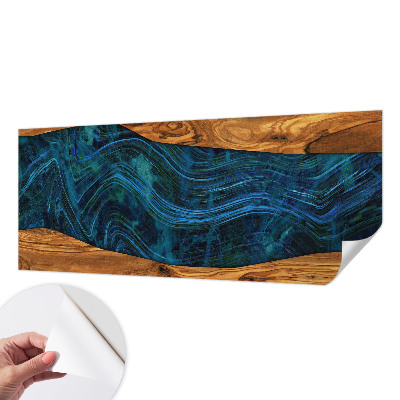 Papel de parede 3D Madeira azul