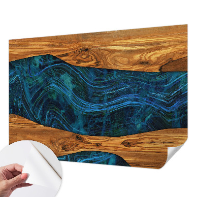 Papel de parede 3D Madeira azul