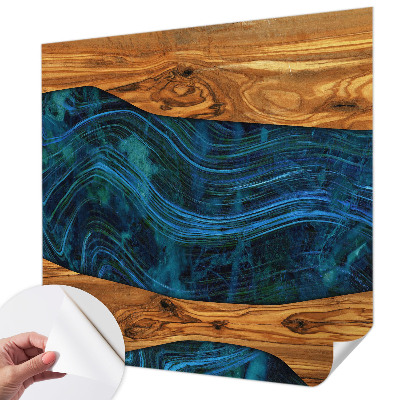 Papel de parede 3D Madeira azul
