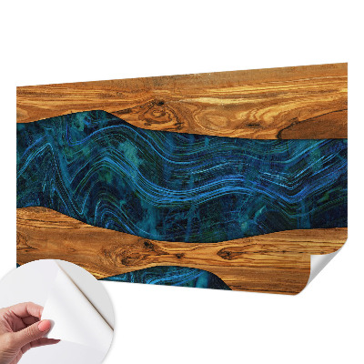 Papel de parede 3D Madeira azul