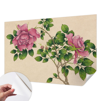 Papel de parede autocolante com estampa de rosas românticas