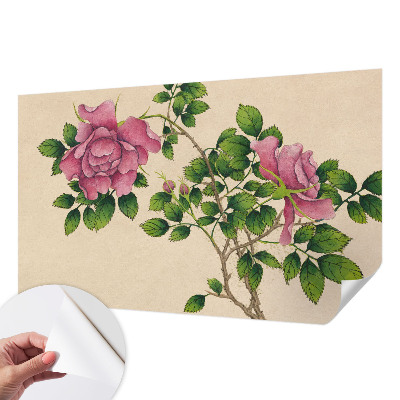 Papel de parede autocolante com estampa de rosas românticas